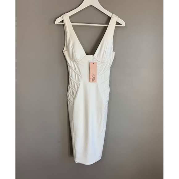 NWT Oh Polly White Suede Underwire Dress - Picture 9 of 10